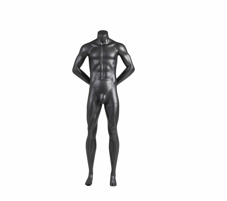 Fibra de vidro corpo inteiro homem mãos atrás das costas sem cabeça muscular esportes manequim masculino para exibição de roupas esportivas
