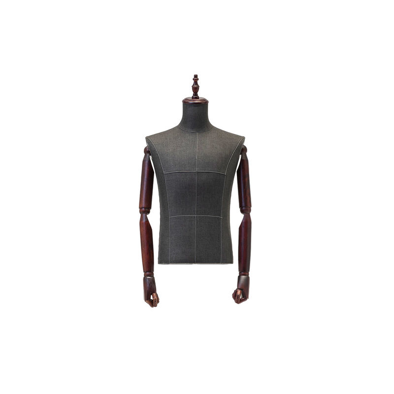 Manikin masculino de meio corpo com braços e um capuz para lojas de moda