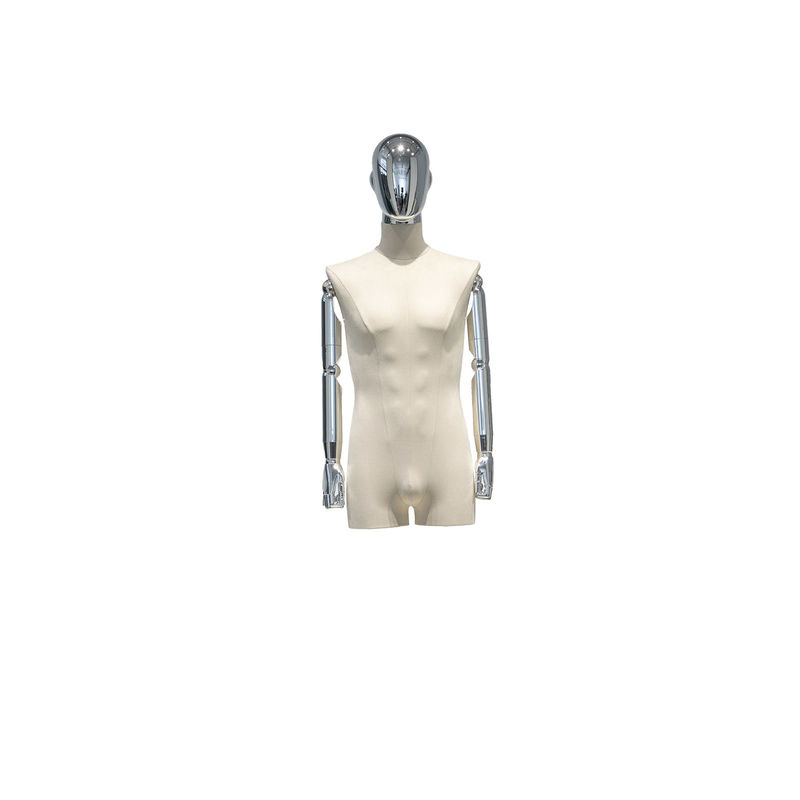Braços e cabeça galvanizados, manequim do envoltório do corpo dos homens meio para apresentar curvas naturais do corpo na loja Windows